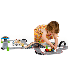 Bigjigs Rail Drevená autodráha závodný deň