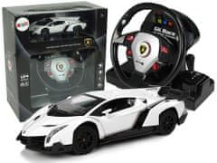 Lean-toys Diaľkovo ovládané Lamborghini Veneno White 2.4G diaľkové ovládanie volantu zvukové svetlá