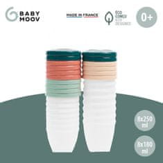 Babymoov misky s viečkami BIO 8x 180ml + 8x 250ml