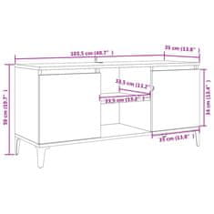 Vidaxl TV stolík nožičky z kovu betónový sivý 103,5x35x50 cm