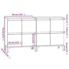 Petromila vidaXL Komody 2 ks sivý dub sonoma 60x35x70 cm kompozitné drevo