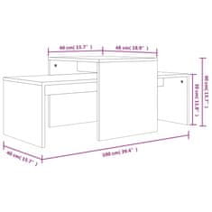 Vidaxl Konferenčný stolík dymový dub 100x48x40 cm spracované drevo