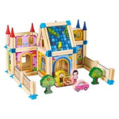 EcoToys Drevené stavebné kocky 6v1 House hnedé