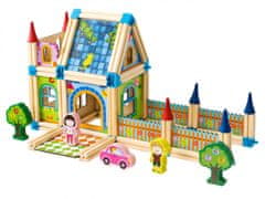 EcoToys Drevené stavebné kocky 6v1 House hnedé