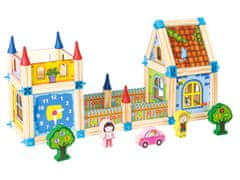 EcoToys Drevené stavebné kocky 6v1 House hnedé