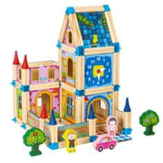 EcoToys Drevené stavebné kocky 6v1 House hnedé