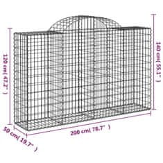 Petromila vidaXL Oblúkové gabionové koše 15 ks 200x50x120/140 cm pozink. železo