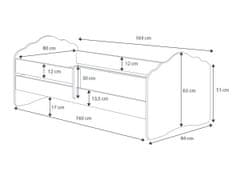 nabbi Detská posteľ s matracom Camos 80x160 cm - biela / kombinácia farieb