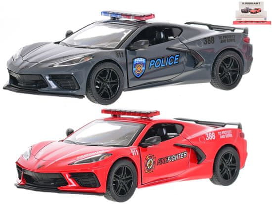 Corvette 2021 autá záchranných zložiek 12,5 cm 1:36 kov spätný chod