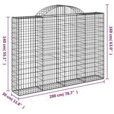 Vidaxl Oblúkové gabionové koše 14 ks 200x30x140/160 cm pozink. železo