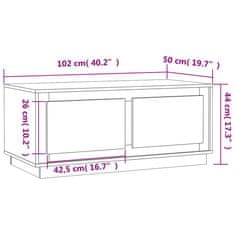 Vidaxl Konferenčný stolík lesklý biely 102x50x44 cm spracované drevo