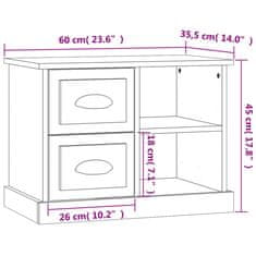 Vidaxl Nočný stolík dymový dub 60x35,5x45 cm