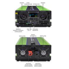 Qoltec Monolith menič napätia | nabíjanie batérií | UPS | 3000W | 6000W | 12V na 230V | čistá sínusoida | LCD