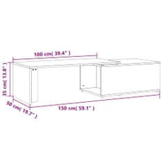 Vidaxl Konferenčný stolík dymový dub 150x50x35 cm spracované drevo