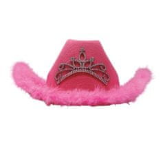 Guirca Dámsky kovbojský klobúk ružový s brošňou