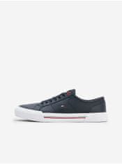 Tommy Hilfiger Tmavomodré pánske kožené tenisky Tommy Hilfiger Core Corporate Vulc Leather 40