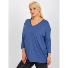 RELEVANCE Dámska blúzka s výstrihom do V plus size RAUKA modrá RV-BZ-5745.18_398128 Univerzálne