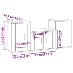 Vidaxl 3-dielna súprava TV skriniek dub sonoma spracované drevo