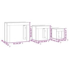 Vidaxl Zasúvacie konferenčné stolíky 3 ks dub sonoma drevotrieska