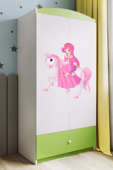 Kocot kids Detská skriňa Babydreams 90 cm princezná zelená