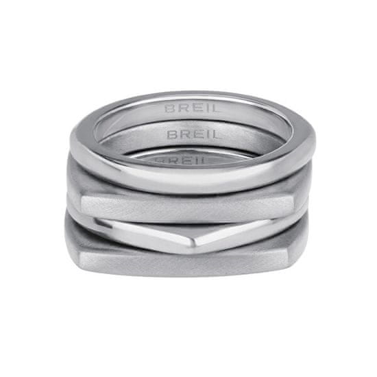Breil Moderná sada oceľových prsteňov New Tetra TJ301