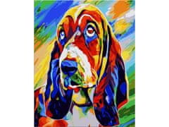 shumee OBRAZ MAĽOVANIE PODĽA ČÍSEL RÁM 40x50cm BASSET - FARBA PES