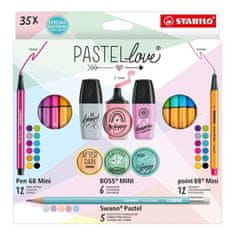 Stabilo Sada Pastellove - linery, fixky, zvýrazňovače, grafitové ceruzky 35 ks