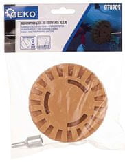 GEKO Kotúč gumový so zárezmi, stopka 8 mm, priemer 100 mm, na odstraňovanie nálepiek a lepidla + adaptér