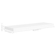 Vidaxl Plávajúce nástenné police 2 ks, biele 80x23,5x3,8 cm, MDF