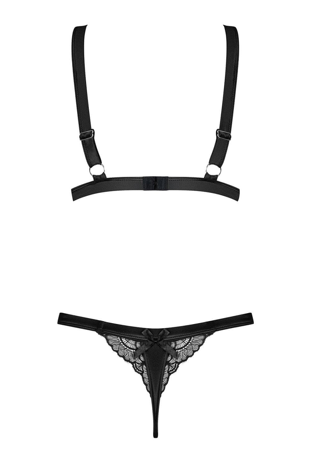 Black Daisy Lace Cut Out Front Thong