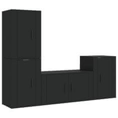 Vidaxl 4-dielna súprava TV skriniek čierna spracované drevo