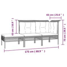 Vidaxl 11-dielna záhradná sedacia súprava s podložkami polyratan sivá