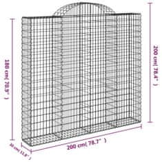 Petromila vidaXL Oblúkové gabiónové koše 4ks 200x30x180/200cm pozinkované železo