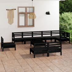 Vidaxl 10-dielna záhradná sedacia súprava, borovicový masív, čierna