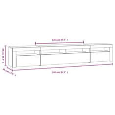 Vidaxl TV skrinka s LED svetlami biela 240x35x40 cm