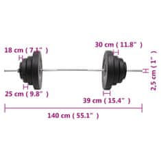 Vidaxl Obojručná činka so závažiami 60 kg