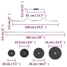 Vidaxl Závažia na obojručnú a jednoručnú činku 60 kg