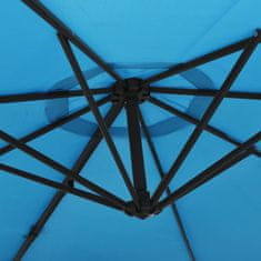 Vidaxl Nástenný slnečník s LED 290 cm oceánovo-modrý