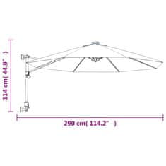 Vidaxl Nástenný slnečník jasne červený 290 cm