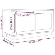 Vidaxl TV skrinka dymový dub 80x35x45 cm spracované drevo