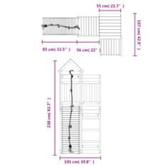 Vidaxl Hrací domček s lezeckou stenou masívne drevo borovica
