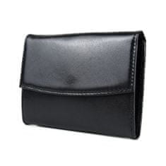 VegaLM Dámska malá kožená peňaženka na mince v čiernej farbe