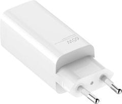 Xiaomi síťová nabíječka GaN, USB-A, USB-C, 65W, biela