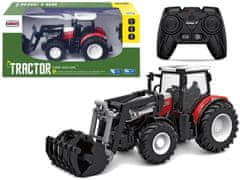 Lean-toys Červený diaľkovo ovládaný traktor 2,4 G s pohyblivou lyžicou 1:24