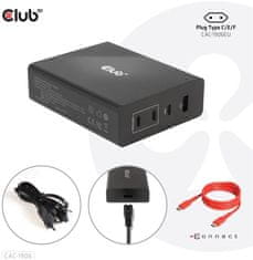 Club 3D síťová nabíječka, GAN technologie, 4xUSB-A a USB-C, PD 3.0 Support, 132W , čierna