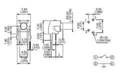 HADEX Mikrospínač 6x6mm uhlový v = 10,85mm