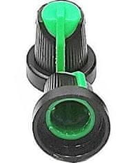 HADEX Prístrojový gombík 15x17mm, hriadeľ 6mm čierno-zelený