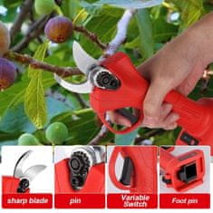 Vixson Sada do záhrady na bezpečné strihanie stromov – aku nožnice s batériou 1500 mAh a príslušenstvo (1 ks rukavice, 1 ks okuliare) | WHIZZPRUNERPACK