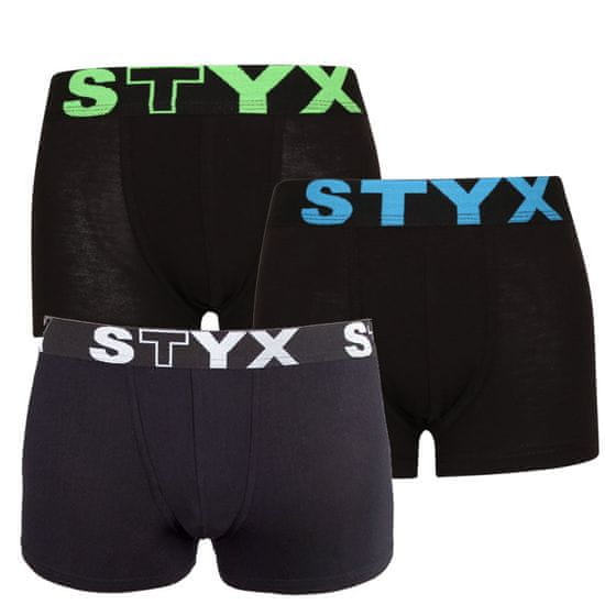 Styx 3PACK detské boxerky športová guma čierne (3GJ96012)