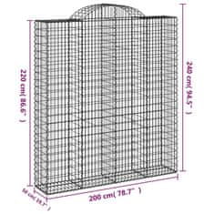 Petromila vidaXL Oblúkové gabiónové koše 9ks 200x50x220/240cm pozinkované železo